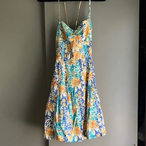 Floral Blue and Yellow Summer Dress